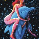 "Dolphin Girl" UV-Blacklight & Glow-In-The-Dark Postcard